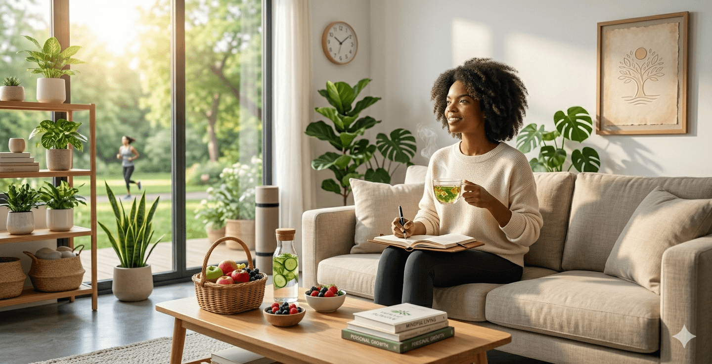 Person practicing healthy daily habits including journaling and mindfulness to support a stronger, happier mind and emotional well-being.Mental Strength